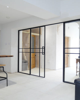 Double Hinged Glass Door with Two Side Panels - PMF