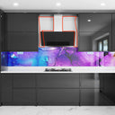 Purple & Blue Fluid - Abstract Printed Splashback - Bespoke - CreoGlass®
