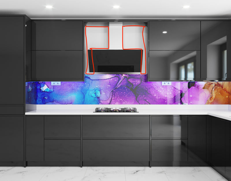 Purple & Blue Fluid - Abstract Printed Splashback - Bespoke - CreoGlass®