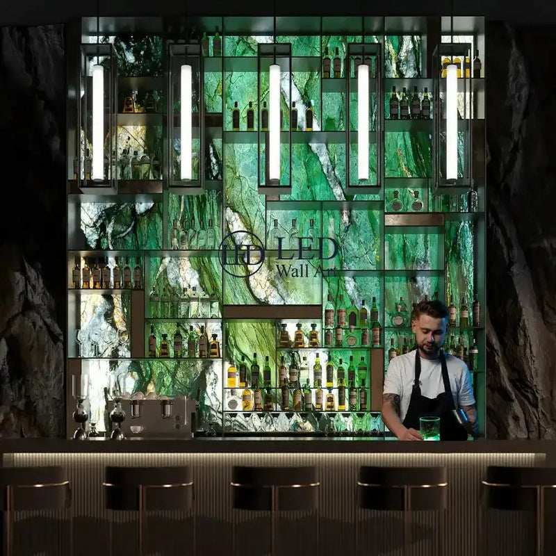 "Patagonia Green" - LED Backlit Glass Splashback - Bespoke - CreoGlass®