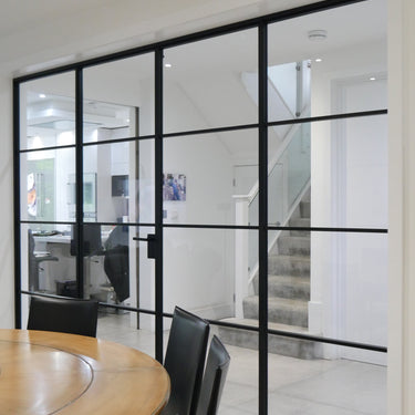 Linear Frame – Double Hinged Glass Door with 2 Side Panels, Latch and Frame – PMF