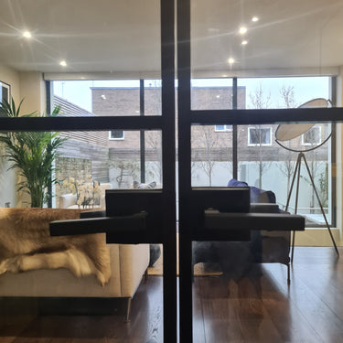 Linear View – Double Hinged Glass Door with 2 side panels, Latch and Frame – PMF