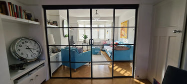 Vista Grid – Double Sliding Glass Door with Two Side Panels – PMF - CreoGlass®
