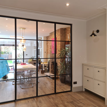 Lumi Frame – Double Hinged Glass Door with 2 side panels, Knob and Frame – PMF