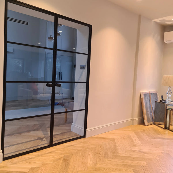 Loft Frame Double Hinged Glass Door With Knob And Frame Pmf