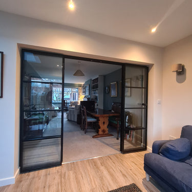 Lumi Frame – Double Hinged Glass Door with 2 side panels, Knob and Frame – PMF