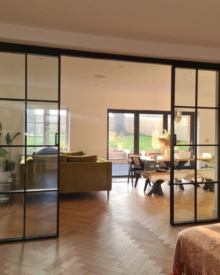 Atrium Grid – Double Sliding Glass Doors with Two Side Panels – PMF - CreoGlass®