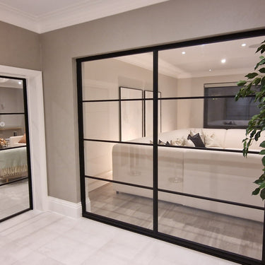 Metro Grid - Double Hinged Glass Door with Latch and Frame - PMF