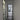 Modern hallway with frosted glass door and black-framed glass hinged door leading to living room