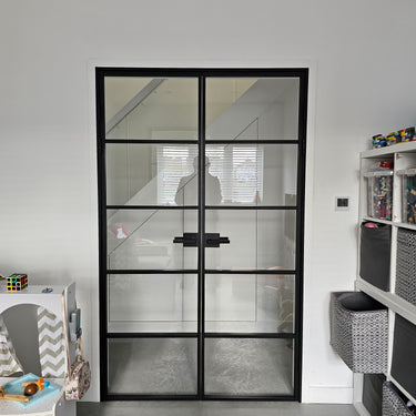 Pure Line - Double Hinged Glass Door with Latch and Frame - PMF