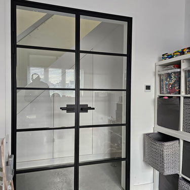 Pure Line - Double Hinged Glass Door with Latch and Frame - PMF