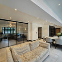 Modern Edge – Double Sliding Glass Door with Two Side Panels – PMF - CreoGlass®