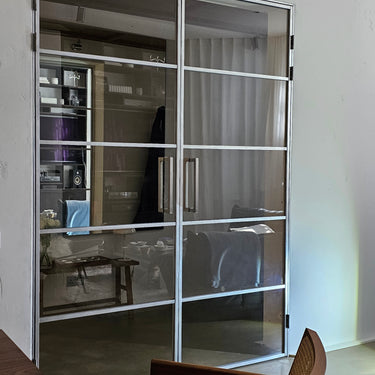 Clarity Grid - Double Hinged Glass Door with Handle and Frame - PMF