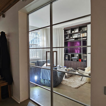 Clarity Grid - Double Hinged Glass Door with Handle and Frame - PMF