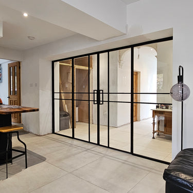 Cityscape Frame – Double Hinged Glass Door with 2 Side Panels, Handle and Frame – PMF