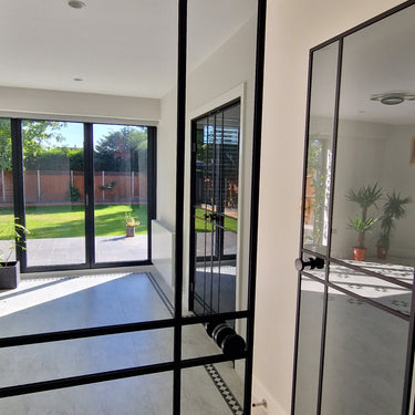 Crest View – Double Hinged Glass Door with Knob and Frame – PMF