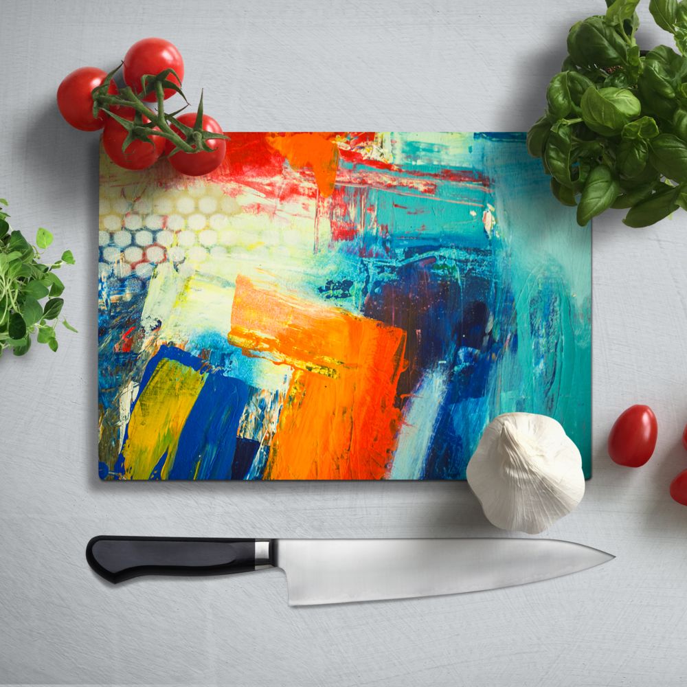 Abstract 3 Glass Chopping Board and Worktop
