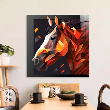 Abstract Geometric Brown Horse Glass Wall Art - DIY - CreoGlass®