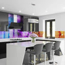 Purple & Blue Fluid - Abstract Printed Splashback - Bespoke - CreoGlass®
