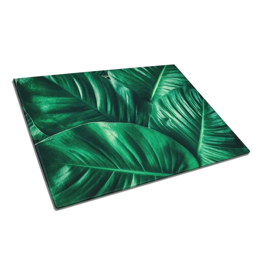 Anthurium Leaves Glass Chopping Board and Worktop - CreoGlass®