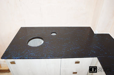 Blue Mirage 10mm Fibres Worktop - CreoGlass®