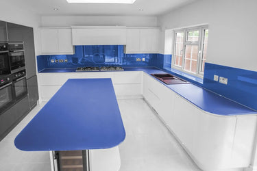 Blue Horizon Plain Colour 10mm Glass Worktop - CreoGlass®