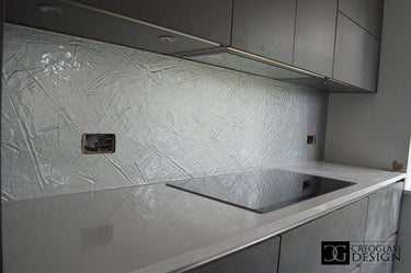 Molten Silver - Kiln Splashback - Bespoke - CreoGlass®