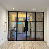 Lumi Frame – Double Hinged Glass Door with 2 side panels, Knob and Frame – internal steel and glass door, photo 1