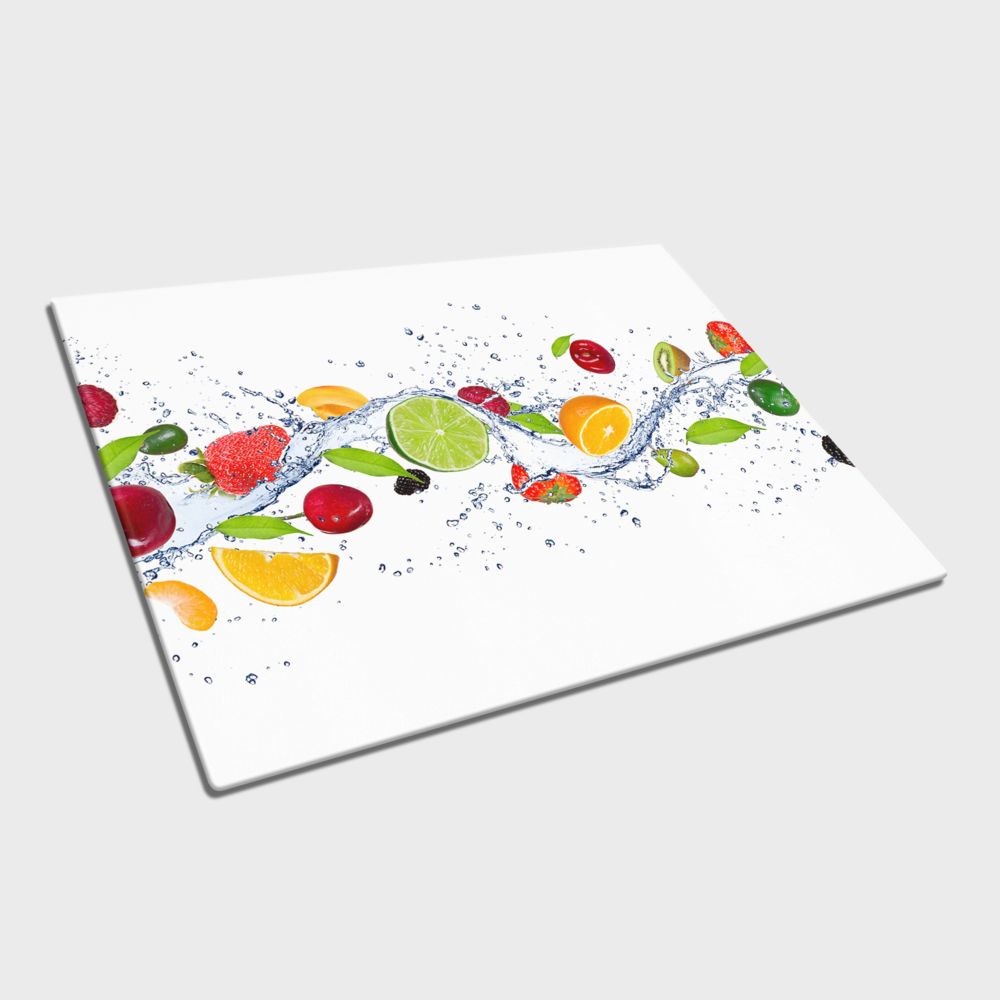 Flying Fruits in Water Glass Chopping Board and Worktop - CreoGlass®
