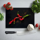 Flying Red Chillies Glass Chopping Board and Placemat - CreoGlass®