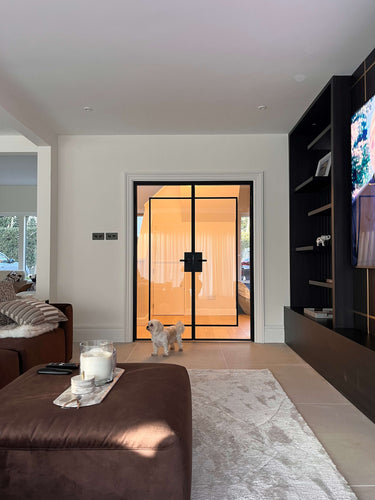 Metro Grid - Double Hinged Glass Door with Latch and Frame – internal steel and glass door, photo 1