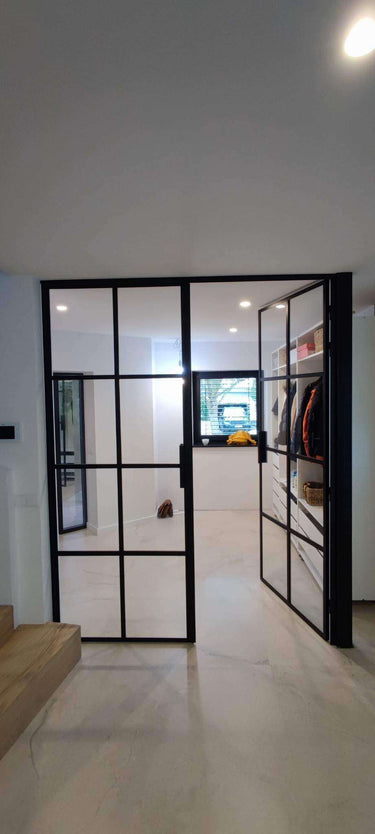 Clarity Grid - Double Hinged Glass Door with Handle and Frame – internal steel and glass door, photo 2