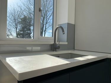 Black Pixel Stencil - Metallic Splashback - Bespoke - CreoGlass®