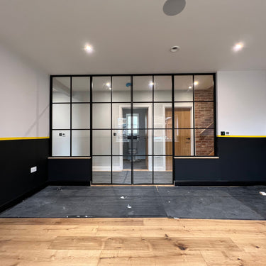 Industrial Edge – Double Hinged Glass Door with 2 side panels, Latch and Frame – PMF