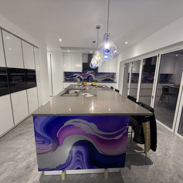 "Novara" - Purple and Pink - Liquid Ink Extra Splashback - Bespoke - CreoGlass®