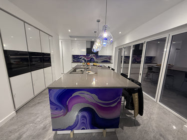 "Novara" - Purple and Pink - Liquid Ink Extra Splashback - Bespoke - CreoGlass®