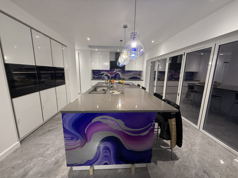 "Novara" - Purple and Pink - Liquid Ink Extra Splashback - Bespoke - CreoGlass®