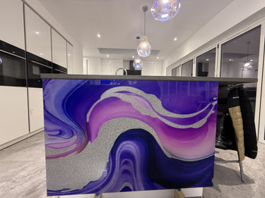 "Novara" - Purple and Pink - Liquid Ink Extra Splashback - Bespoke - CreoGlass®