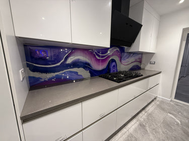 "Novara" - Purple and Pink - Liquid Ink Extra Splashback - Bespoke - CreoGlass®