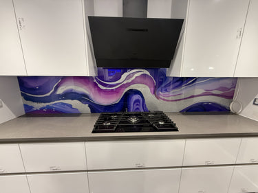 "Novara" - Purple and Pink - Liquid Ink Extra Splashback - Bespoke - CreoGlass®