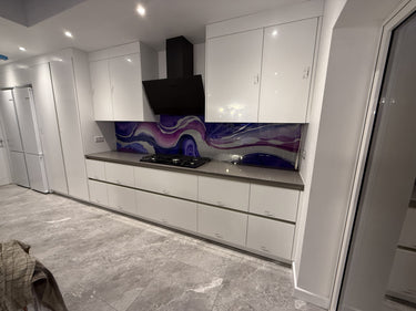 "Novara" - Purple and Pink - Liquid Ink Extra Splashback - Bespoke - CreoGlass®