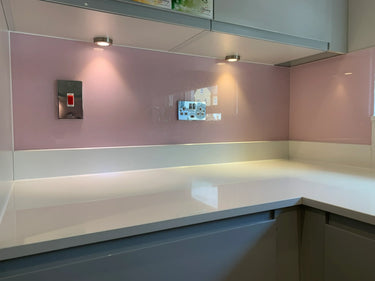Powder Pink Colour Glass Splashback – Bespoke - CreoGlass®