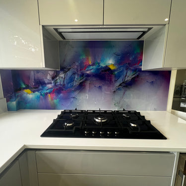 Radiant Rift – Abstract Printed Splashback – Bespoke - CreoGlass®