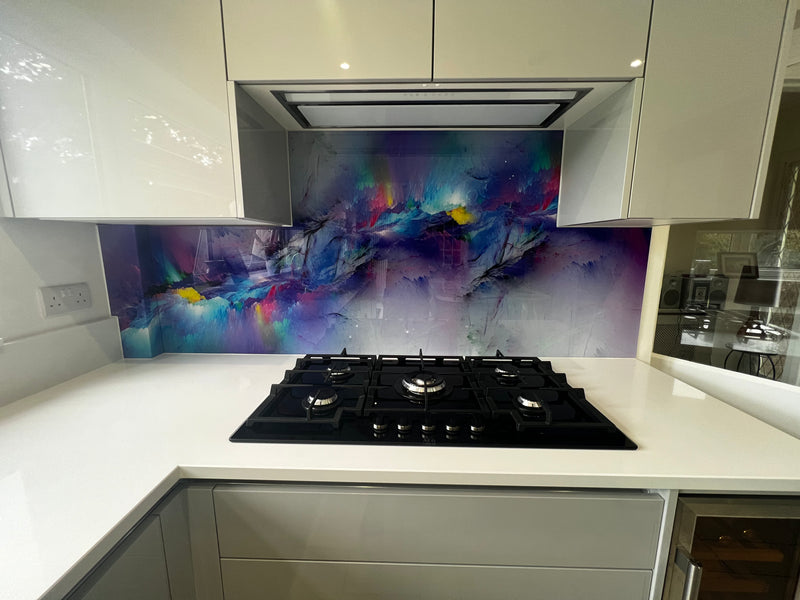 Radiant Rift – Abstract Printed Splashback – Bespoke - CreoGlass®