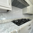 Herringbone Grey Printed Glass Splashback - Bespoke - CreoGlass®