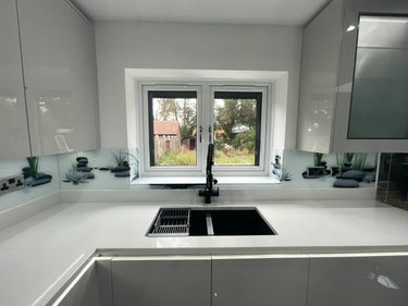 Zen Stones & Lotus – Printed Glass Splashback – Bespoke - CreoGlass®