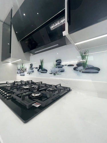 Zen Stones & Lotus – Printed Glass Splashback – Bespoke - CreoGlass®
