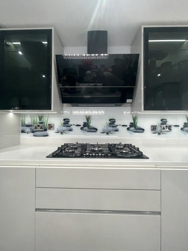 Zen Stones & Lotus – Printed Glass Splashback – Bespoke - CreoGlass®