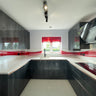 Fiery Red Printed Wave Glass Splashback – Bespoke - CreoGlass®