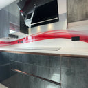 Fiery Red Printed Wave Glass Splashback – Bespoke - CreoGlass®